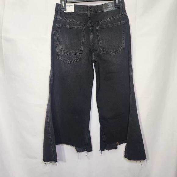 Free People We The Free Womens Ripple Wide Leg Cropped Pieced Jeans Size 25 - Picture 6 of 12